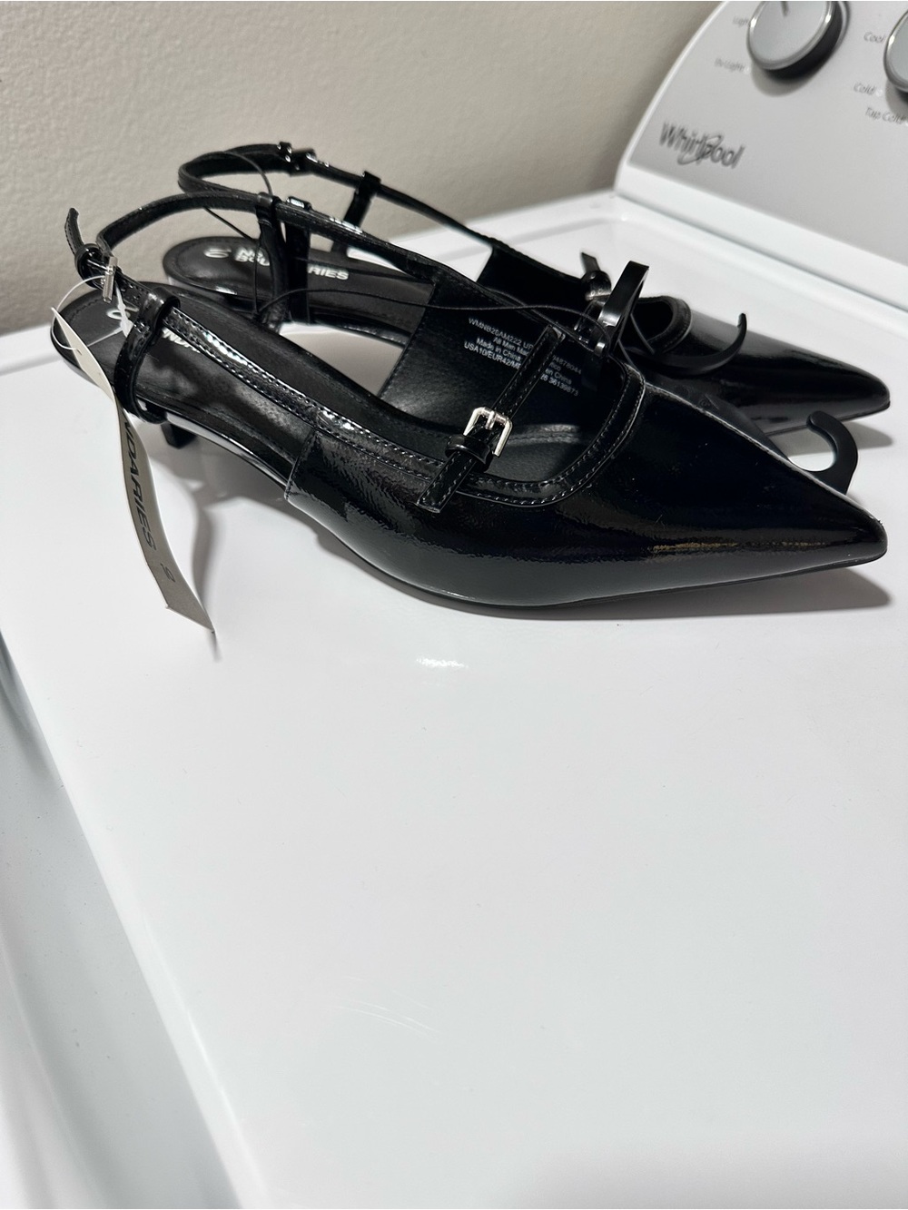 Black Patent Pointed Slingback Pumps -